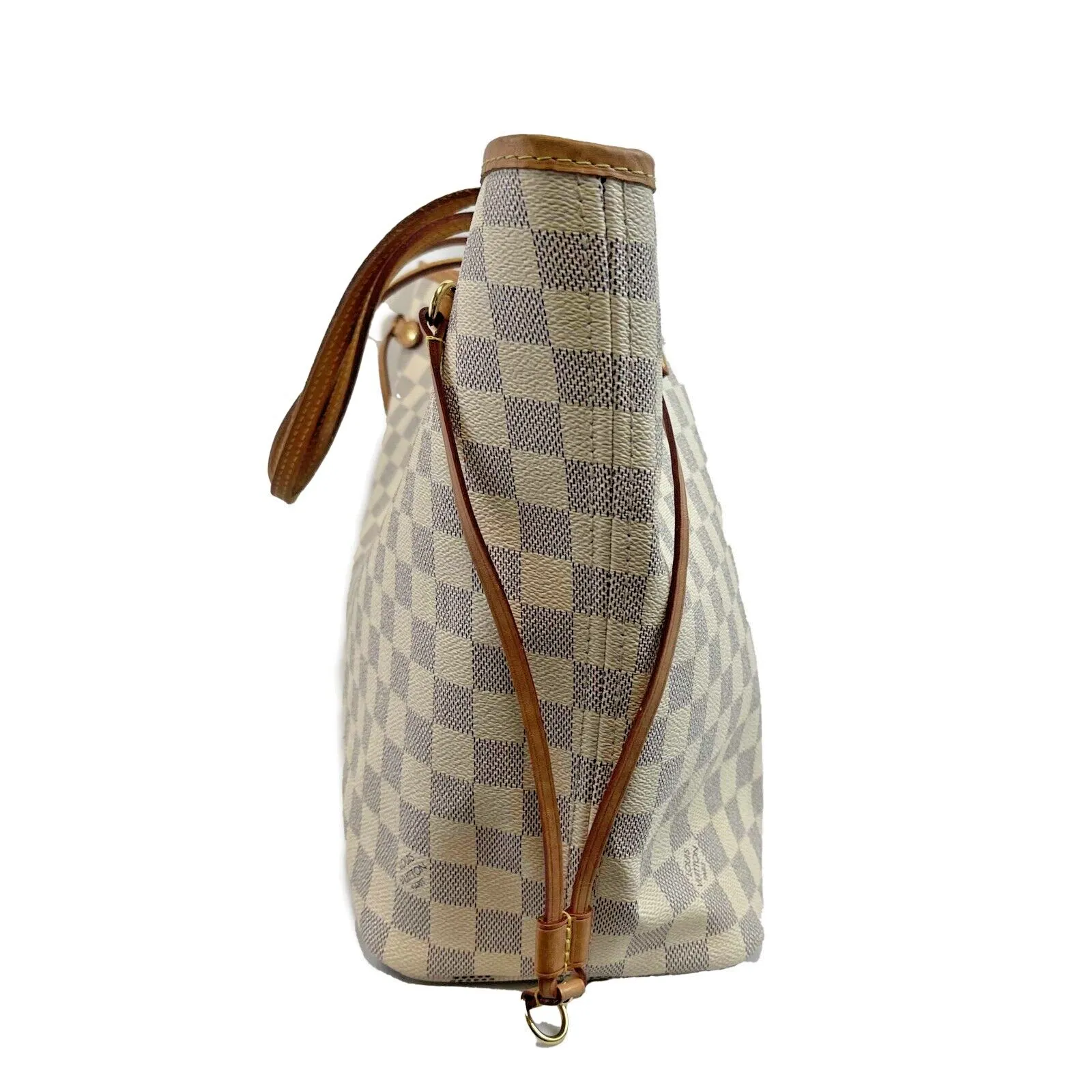 Louis Vuitton Neverfull MM Damier Azur W/Pouch White Handbag