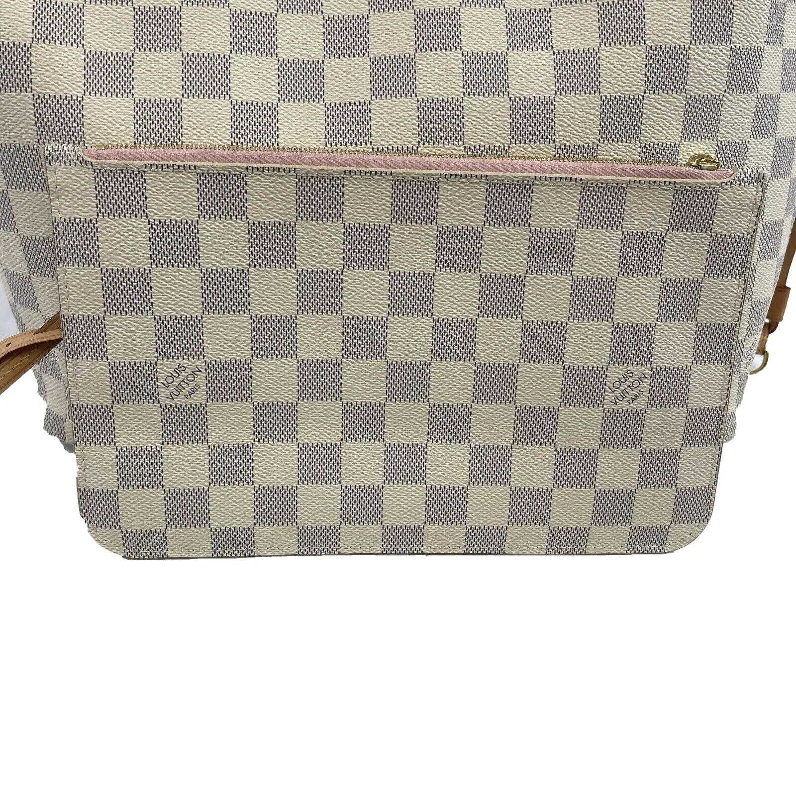 Louis Vuitton Neverfull MM Damier Azur W/Pouch White Handbag