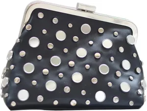 Luxury Women's Evening Clutch Bag Punk Wedding Purse Rivets Coin Crossbody Shoulder Purse with Detachable Chain Party