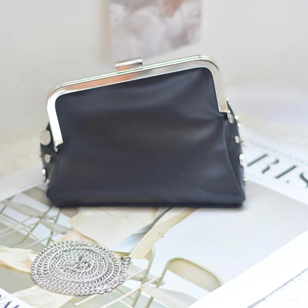 Luxury Women's Evening Clutch Bag Punk Wedding Purse Rivets Coin Crossbody Shoulder Purse with Detachable Chain Party
