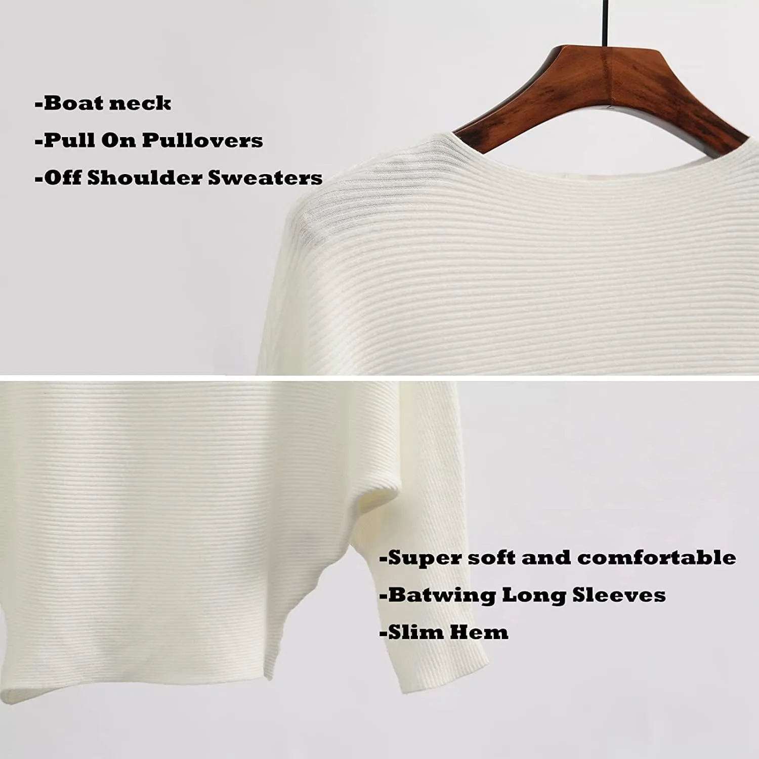 MAKARTHY Womens Striped Sweaters Batwing Sleeves Knitted Dolman Pullovers Tops Sweatershirts