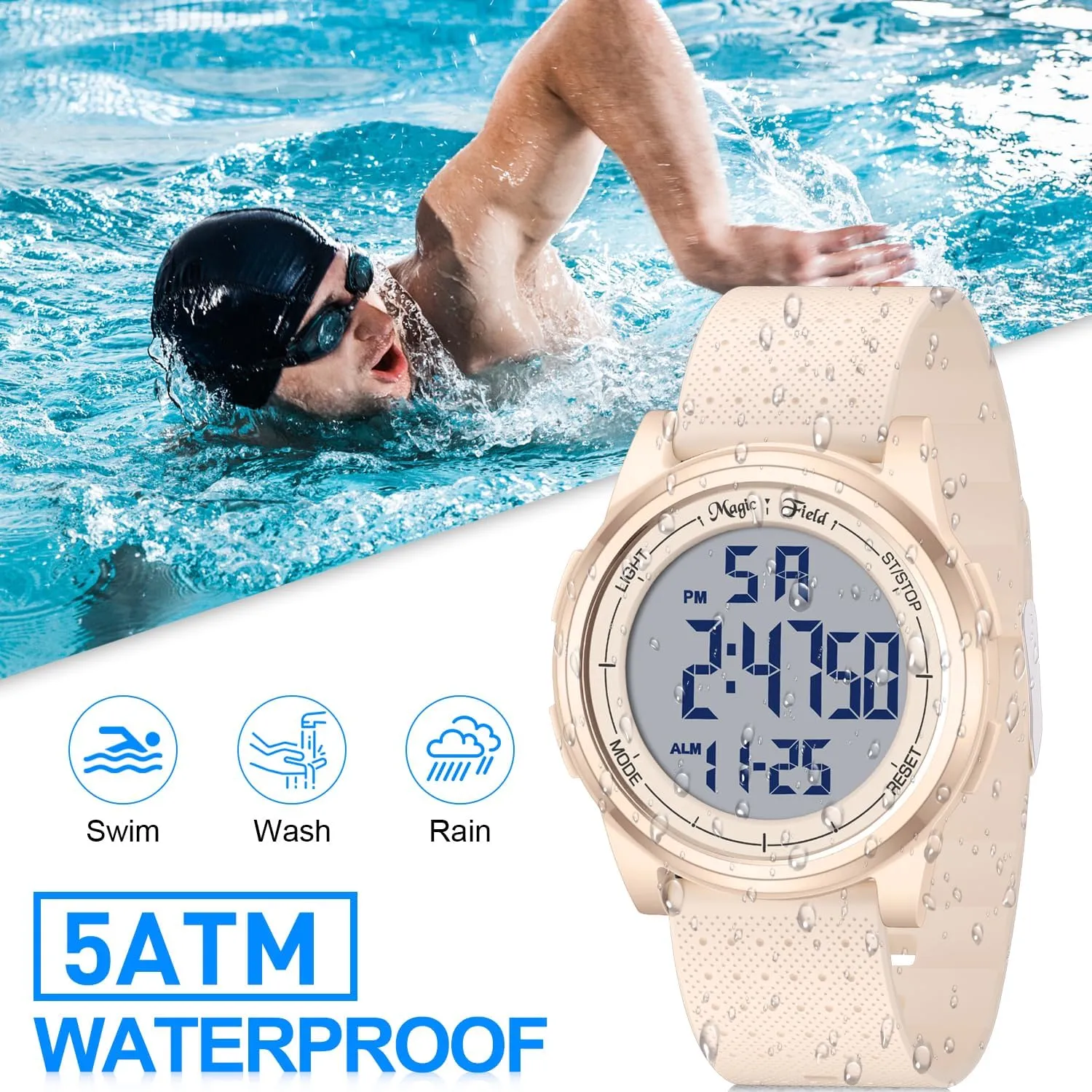ManChDa Digital Watch for Men Women Watches Silicone Sport Watch Waterproof