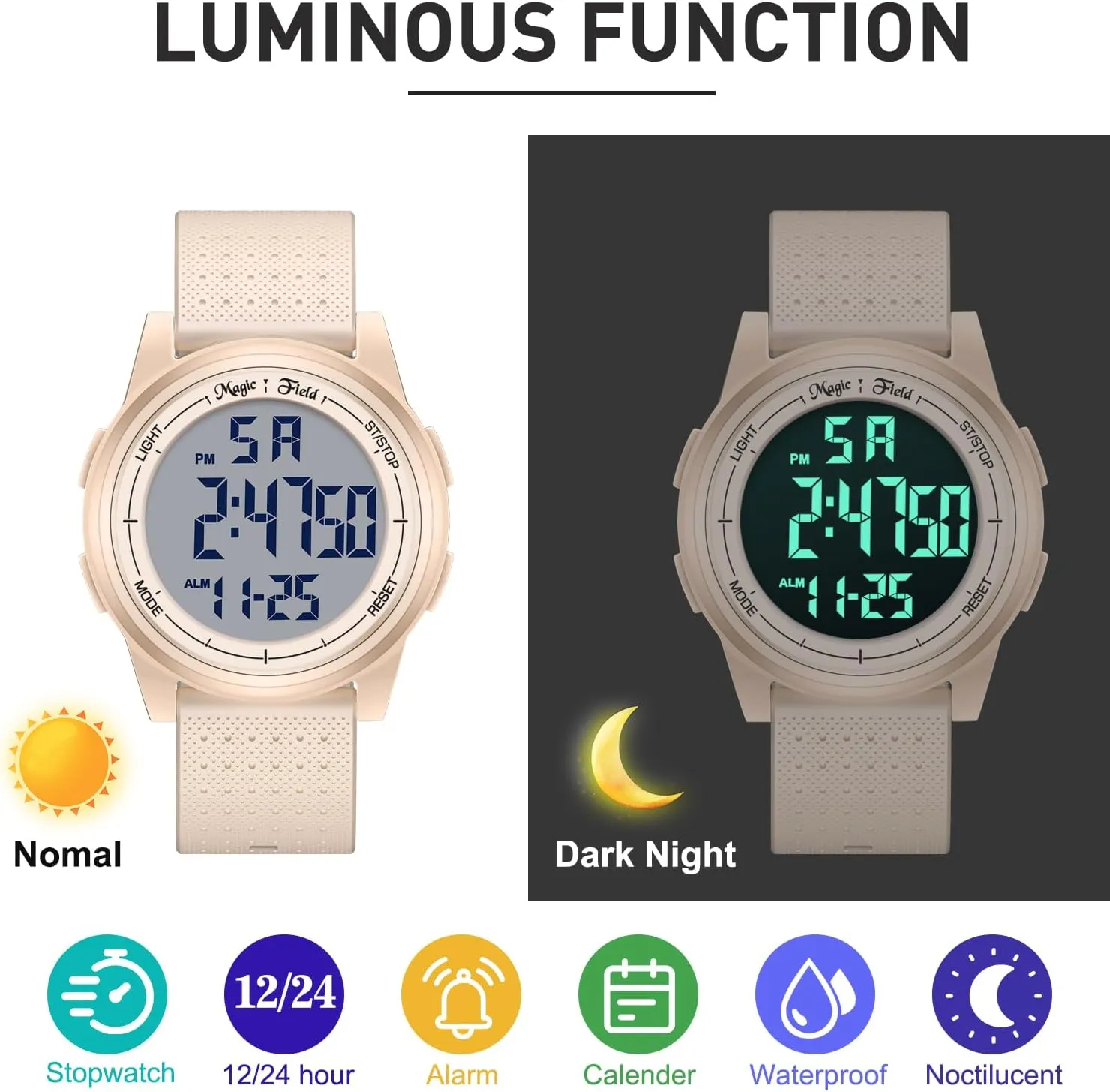 ManChDa Digital Watch for Men Women Watches Silicone Sport Watch Waterproof
