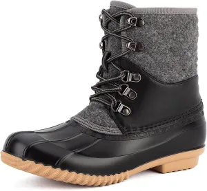MaxMuxun Women's Duck Boots Waterproof Insulated Winter Snow Boots for Women Lace Up Mid Calf Saltwater Boots