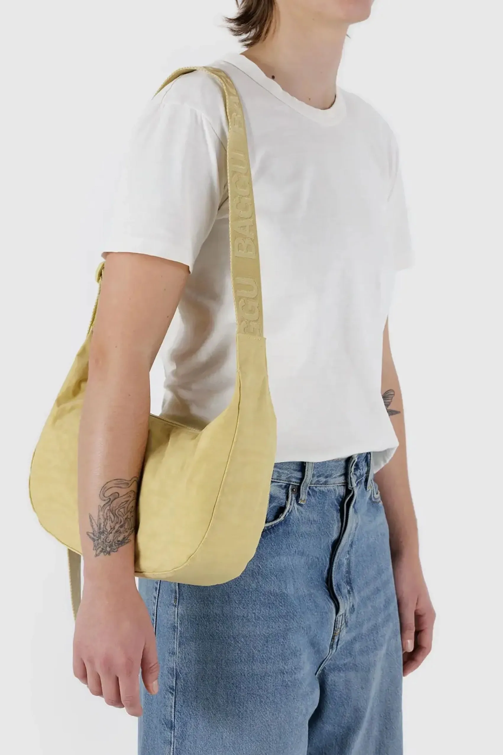 Medium Nylon Crescent Bag Butter