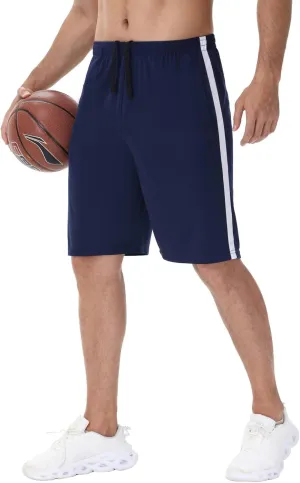 Men's Basketball Shorts with Pockets Athletic Running Shorts Workout Training Gym Shorts