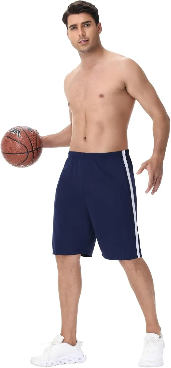 Men's Basketball Shorts with Pockets Athletic Running Shorts Workout Training Gym Shorts