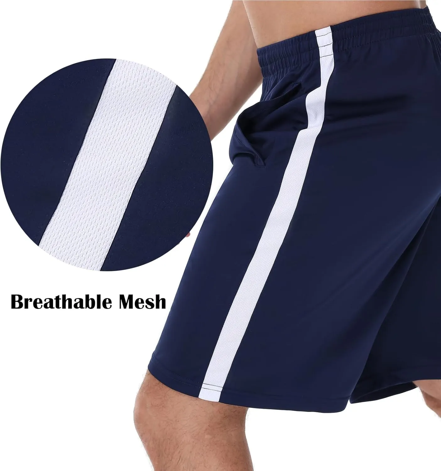 Men's Basketball Shorts with Pockets Athletic Running Shorts Workout Training Gym Shorts