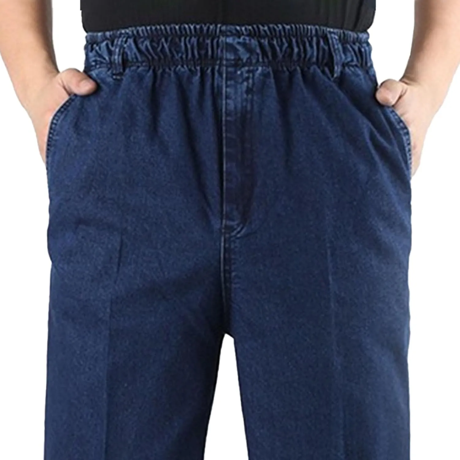 Men's Casual Straight Wide Leg Jeans Slim Fit Classic Elastic Waist Stretch Denim Pants Stylish Pants for Men