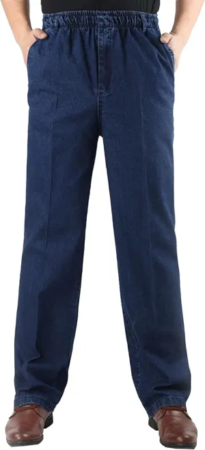 Men's Casual Straight Wide Leg Jeans Slim Fit Classic Elastic Waist Stretch Denim Pants Stylish Pants for Men
