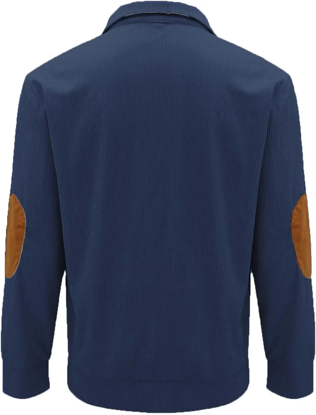 Mens Corduroy Shirts Casual Lapel Collar Button Up Pullover Mock Neck Long Sleeve Sweaters Casual Polo Sweatshirts