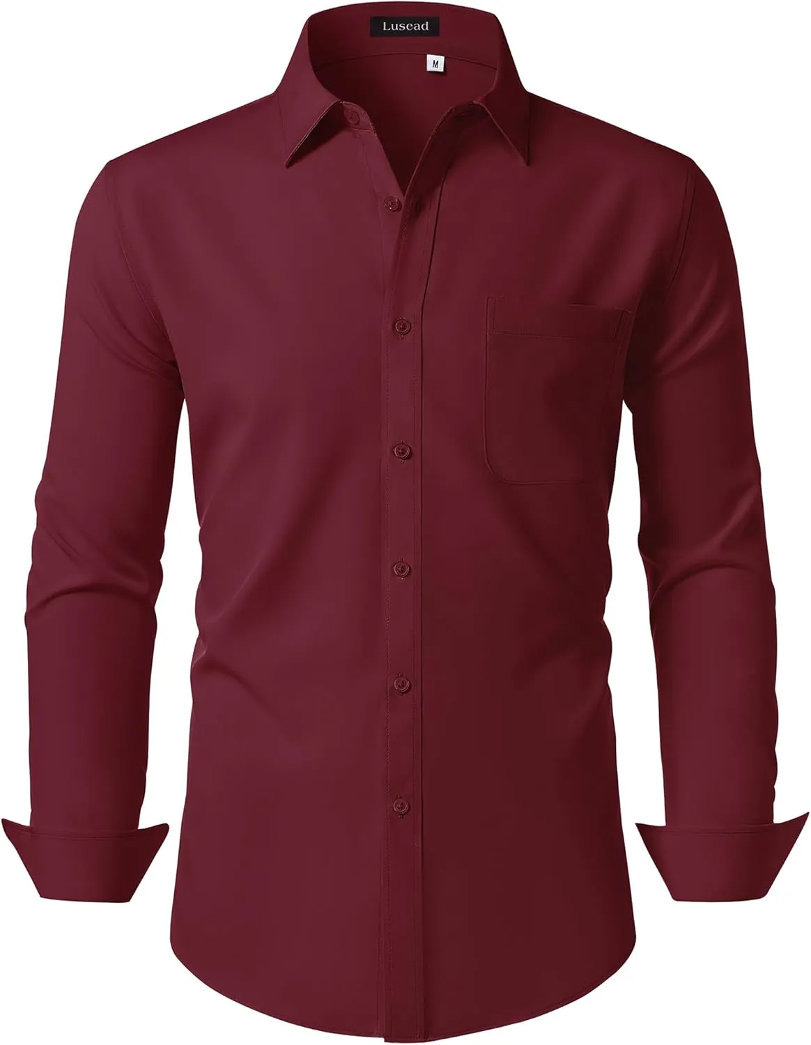 Men's Dress Shirts Long Sleeve Stretch Regular Fit Casual Formal Wedding Wrinkle Free Button Down Shirt with Pocket