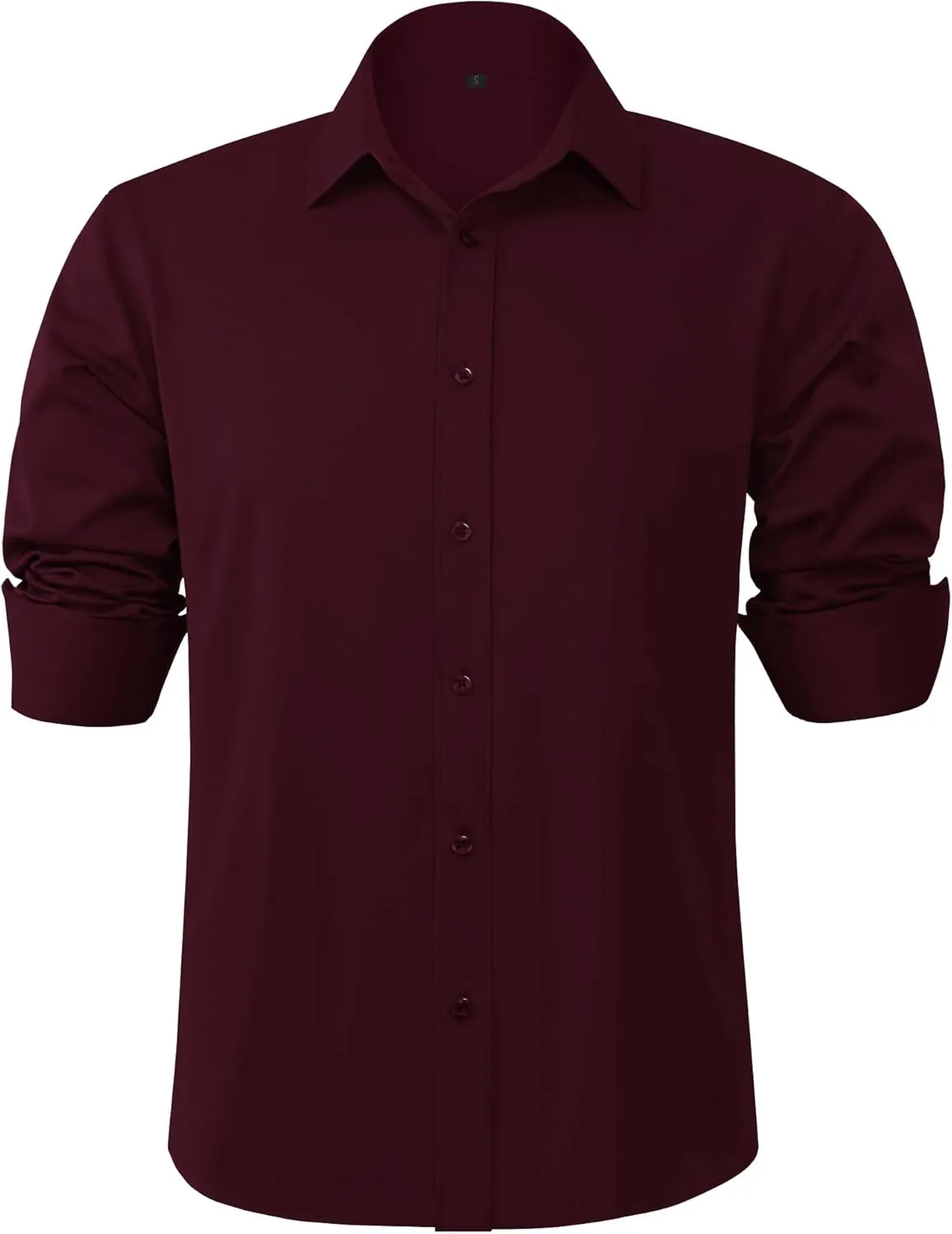 Mens Dress Shirts Long Sleeve Stretch Wrinkle Free Rgular Fit Formal Casual Wedding Prom Button Up Shirt