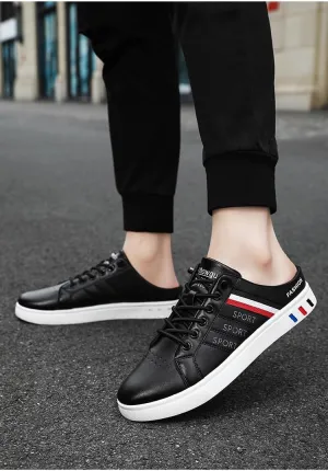 Men's Flat Mule Sneakers, Slip on Backless Casual Lazy Shoes, Half Closed Toe Breathable Walking Daily Footwear