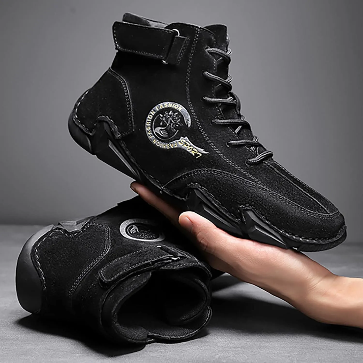 Men's High Top Hiking Shoes Lace Up Round Toe Athletic Sneaker Business Casual Shoes Comfort Formal Dress Shoe