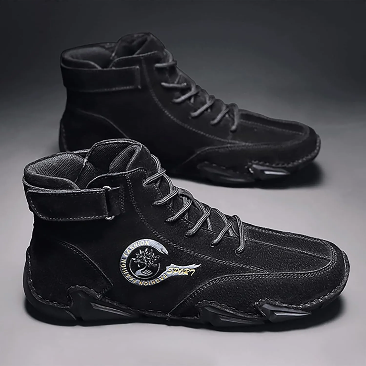 Men's High Top Hiking Shoes Lace Up Round Toe Athletic Sneaker Business Casual Shoes Comfort Formal Dress Shoe