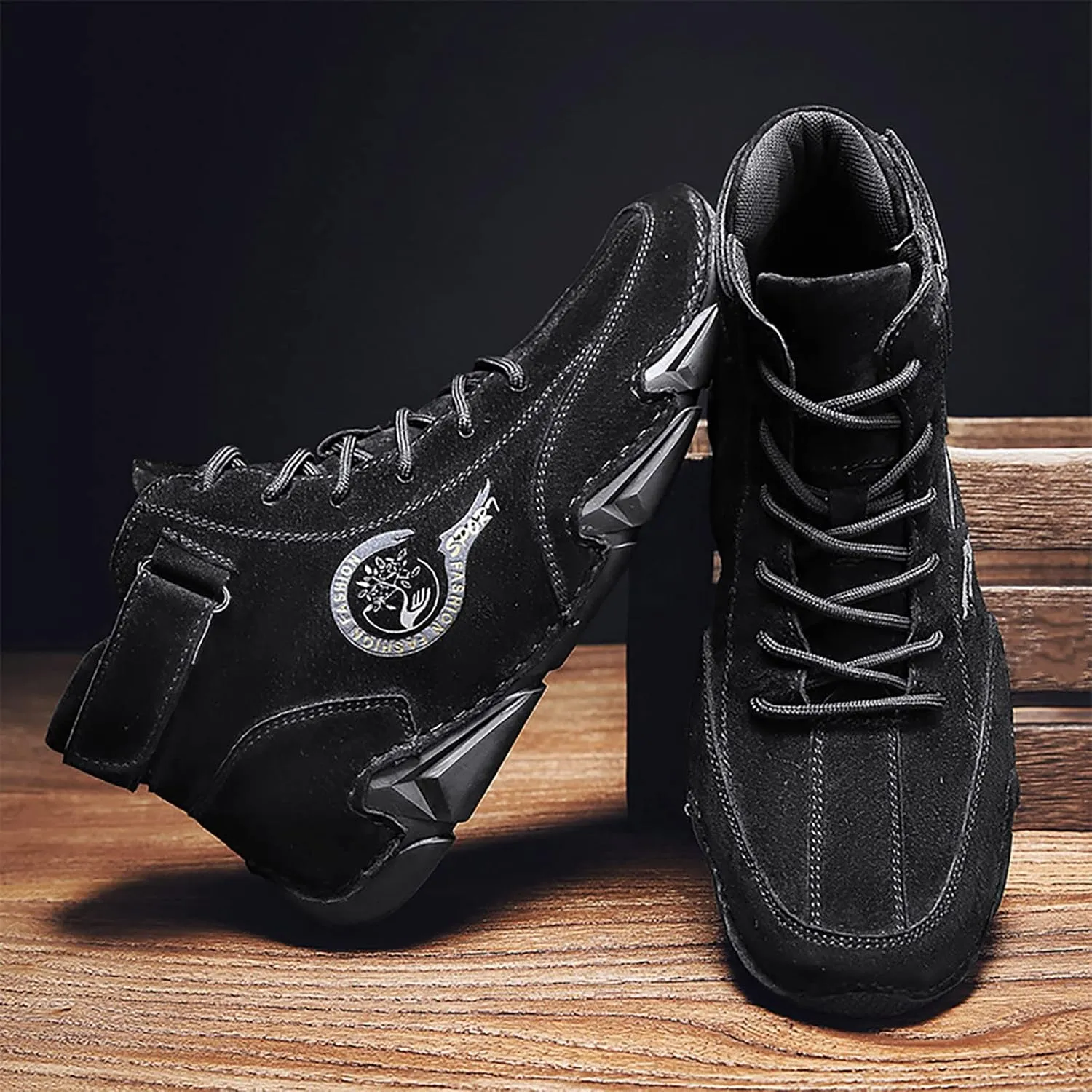 Men's High Top Hiking Shoes Lace Up Round Toe Athletic Sneaker Business Casual Shoes Comfort Formal Dress Shoe