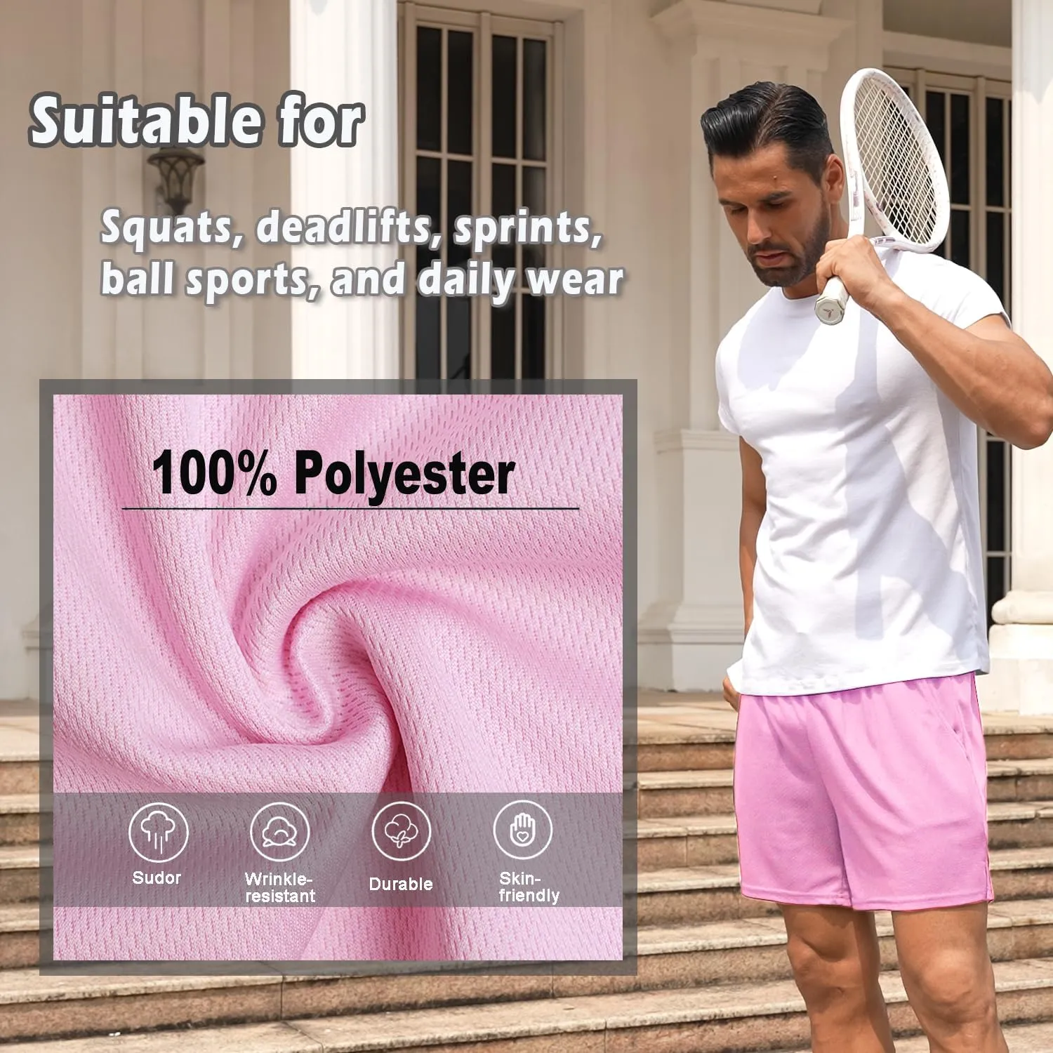 Men's Mesh Running Shorts 5 Inch Shorts Mens Workout Shorts 5 Inch Gym Shorts Men with Pockets