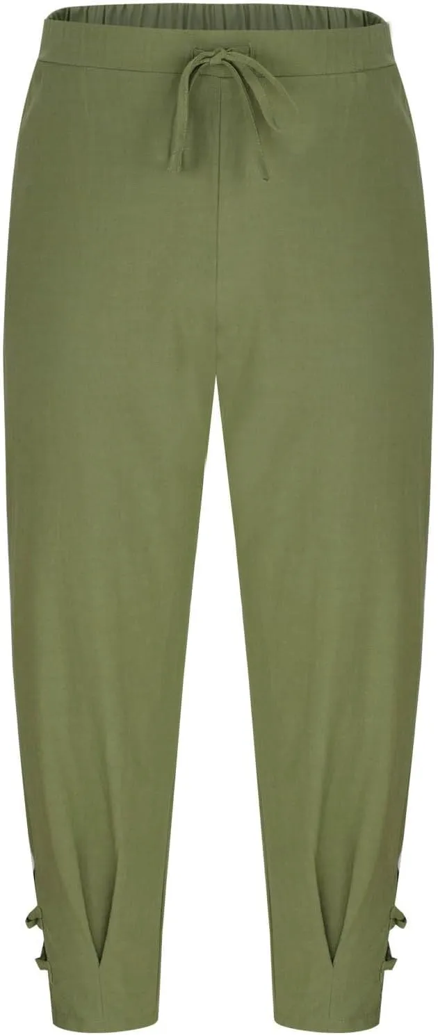 Men's Plus Size Casual Pants Drawstring Elastic Waist Straight Leg Trousers Summer Lightweight Beach Pant with Pockets