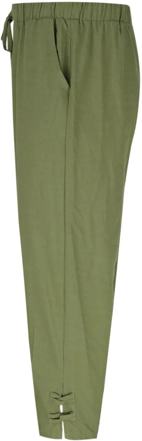 Men's Plus Size Casual Pants Drawstring Elastic Waist Straight Leg Trousers Summer Lightweight Beach Pant with Pockets