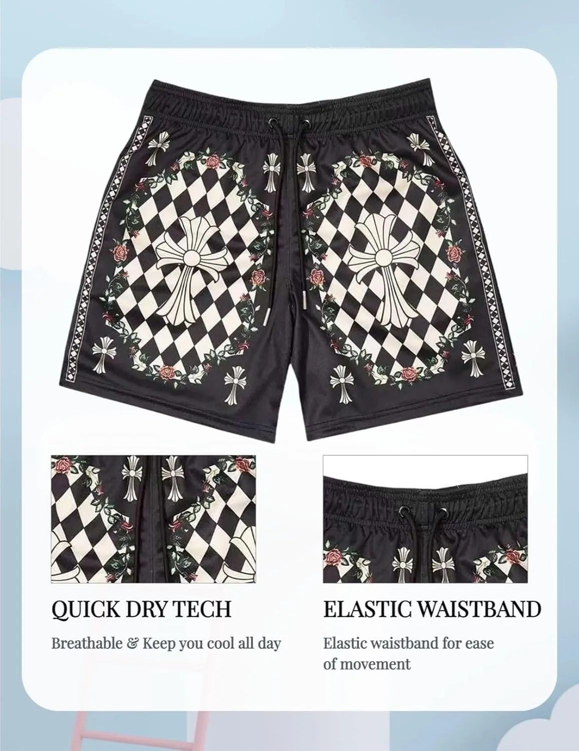 Men's Retro Basketball Shorts - Graphic Streetwear Breathable Mesh Gym Shorts, Lightweight Athletic Shorts with Drawstring