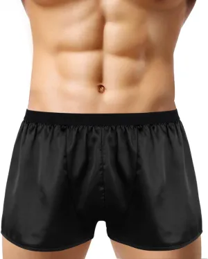 Men's Shiny Satin Boxer Shorts Silk Underwear Sleepwear Pajamas Shorts Beach Shorts