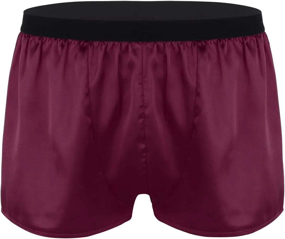 Men's Shiny Satin Boxer Shorts Silk Underwear Sleepwear Pajamas Shorts Beach Shorts