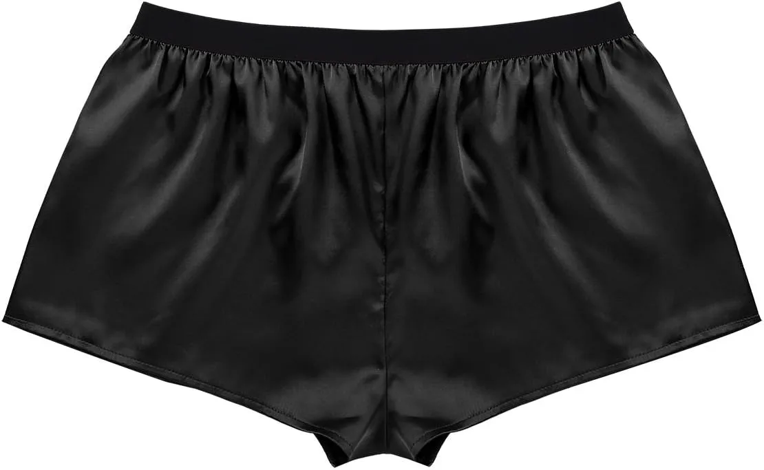 Men's Shiny Satin Boxer Shorts Silk Underwear Sleepwear Pajamas Shorts Beach Shorts