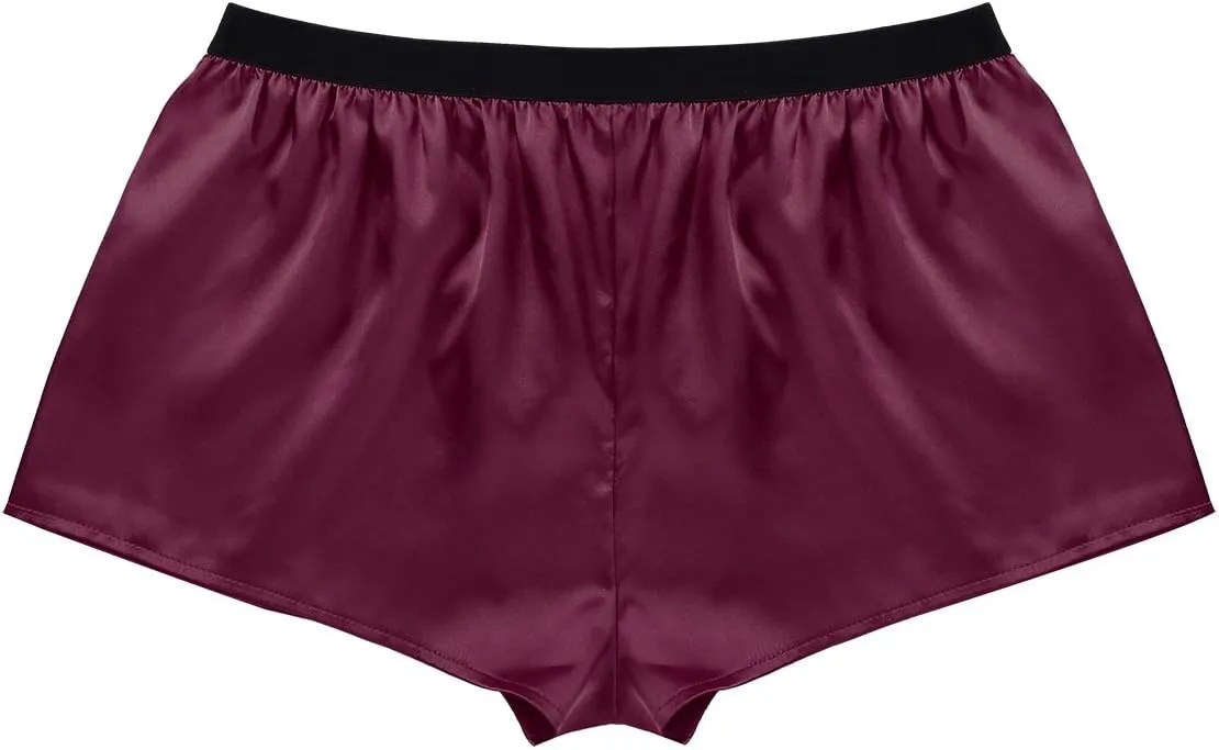 Men's Shiny Satin Boxer Shorts Silk Underwear Sleepwear Pajamas Shorts Beach Shorts
