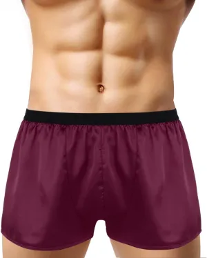 Men's Shiny Satin Boxer Shorts Silk Underwear Sleepwear Pajamas Shorts Beach Shorts