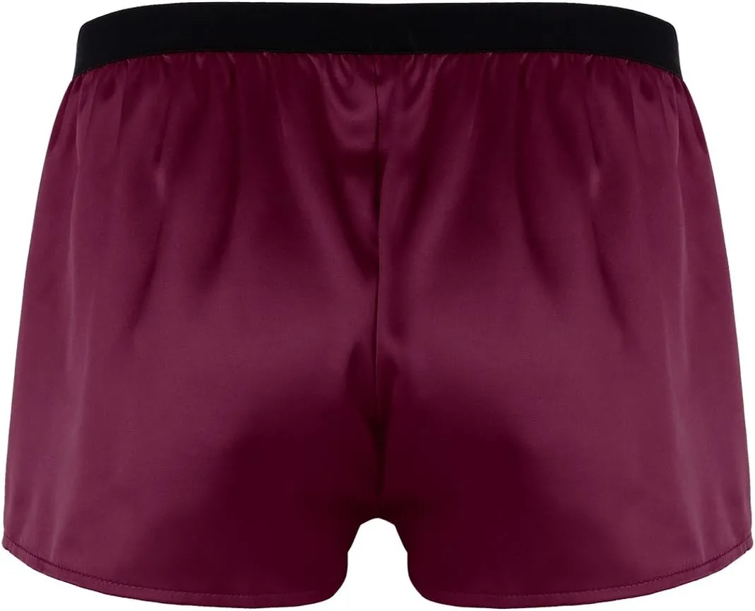 Men's Shiny Satin Boxer Shorts Silk Underwear Sleepwear Pajamas Shorts Beach Shorts