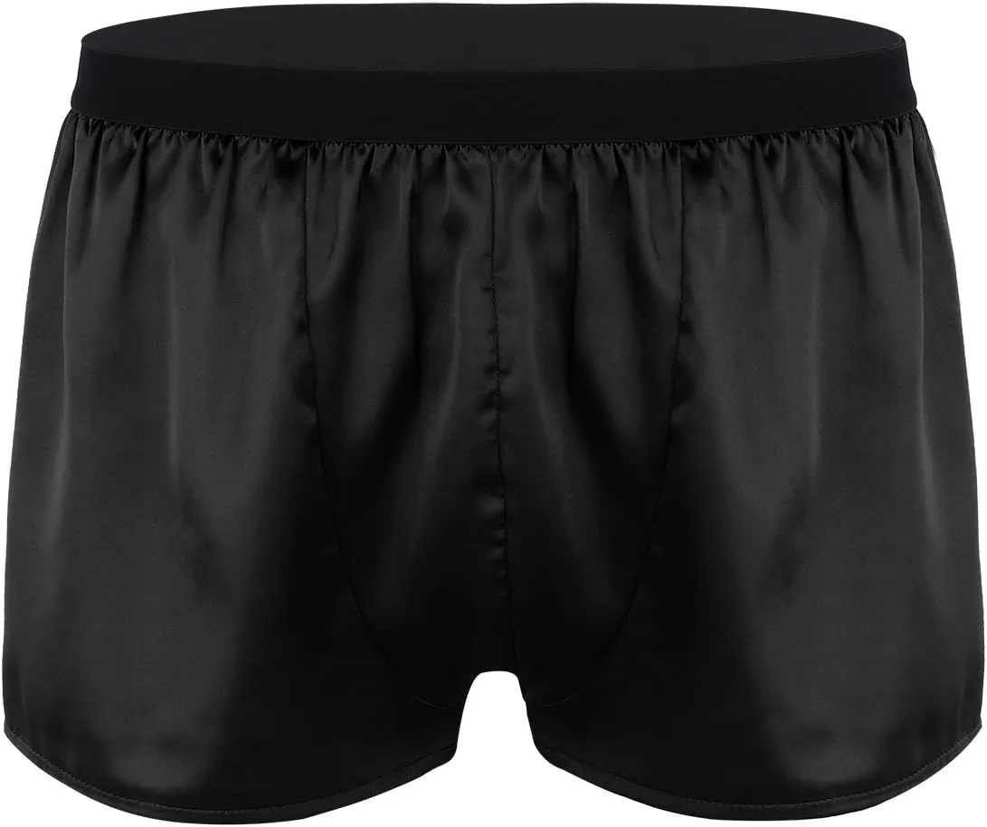 Men's Shiny Satin Boxer Shorts Silk Underwear Sleepwear Pajamas Shorts Beach Shorts