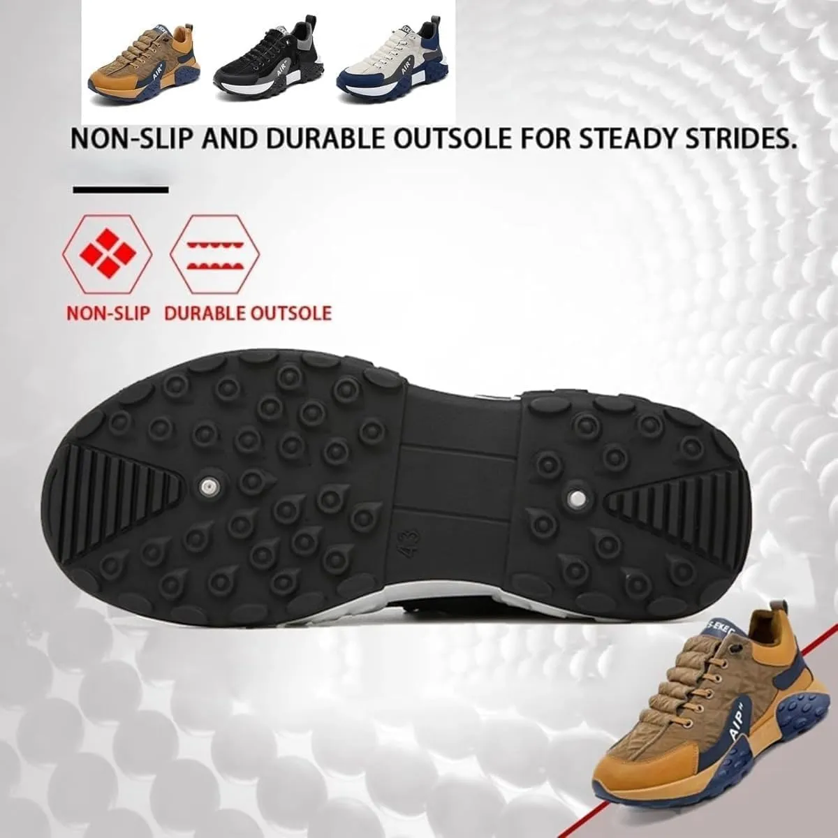 Mens Trainers Casual Air Cushion Shoes, Men's Comfortable Orthopedic Sneakers Men's Waterproof Orthopedic Walking Shoes