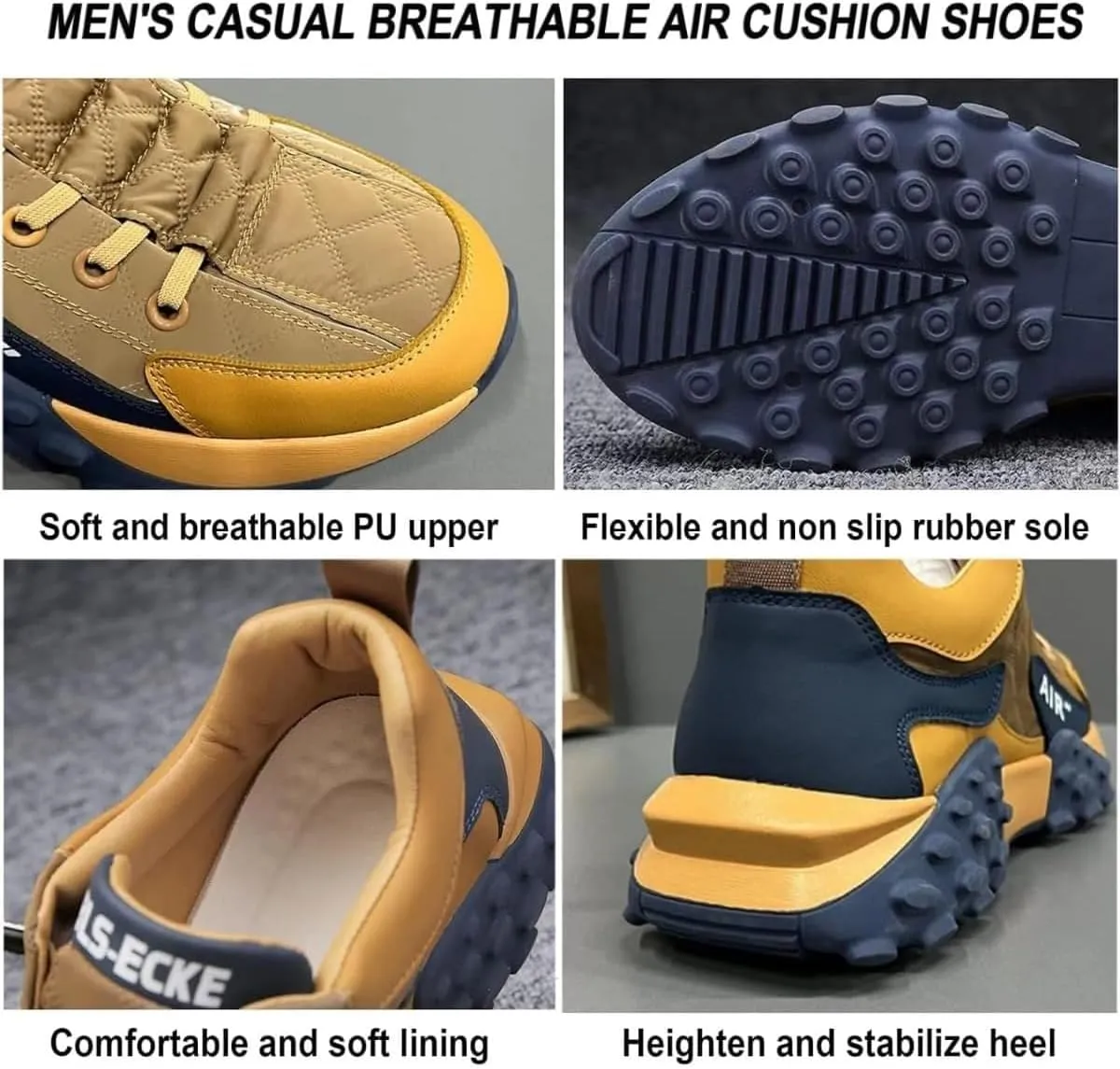 Mens Trainers Casual Air Cushion Shoes, Men's Comfortable Orthopedic Sneakers Men's Waterproof Orthopedic Walking Shoes