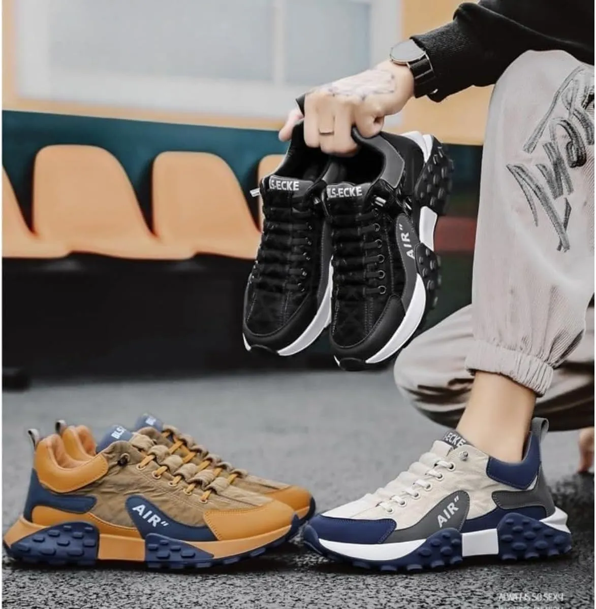 Mens Trainers Casual Air Cushion Shoes, Men's Comfortable Orthopedic Sneakers Men's Waterproof Orthopedic Walking Shoes