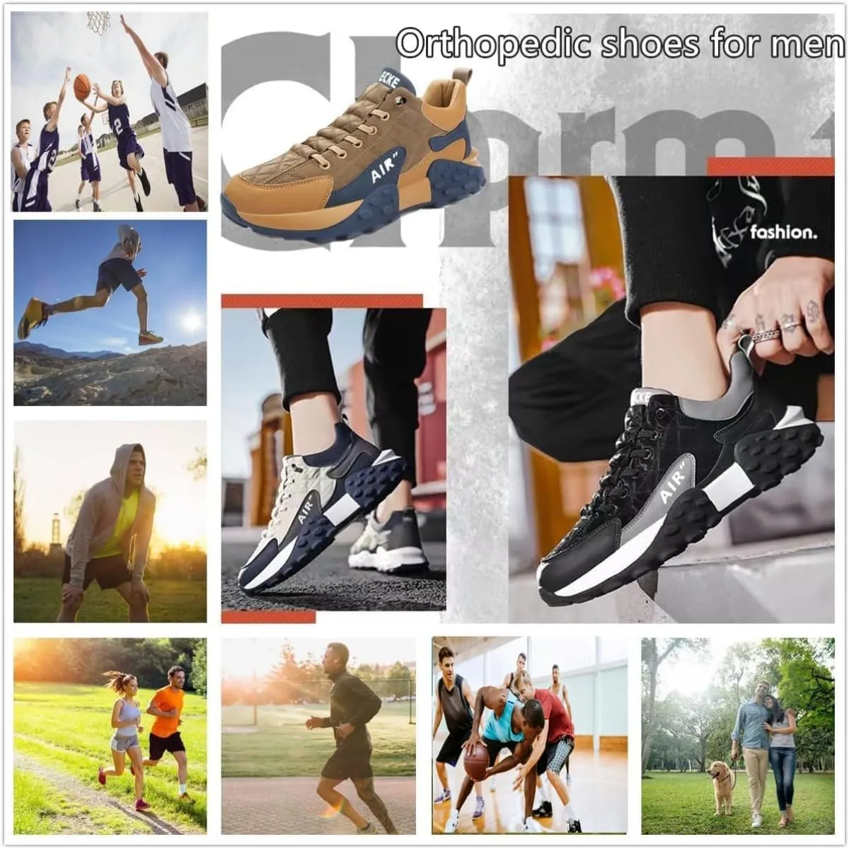 Mens Trainers Casual Air Cushion Shoes, Men's Comfortable Orthopedic Sneakers Men's Waterproof Orthopedic Walking Shoes