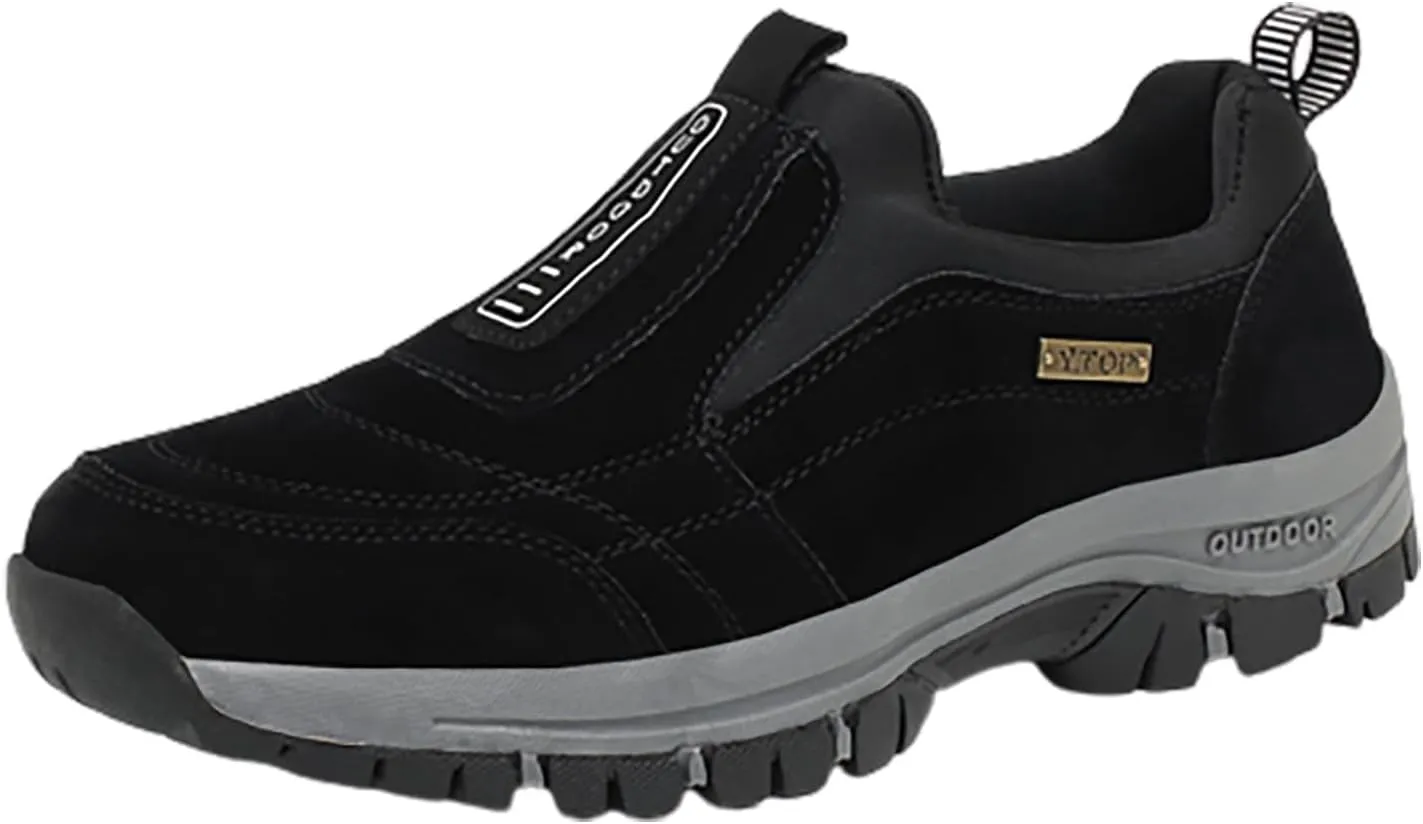 Men's White, Black, Grey Hiking Shoes - All Season, Flat Heel, Round Toe, Slip-On, Water Resistant, Slip-Resistant, Casual, Outdoor, Adult Men's Size