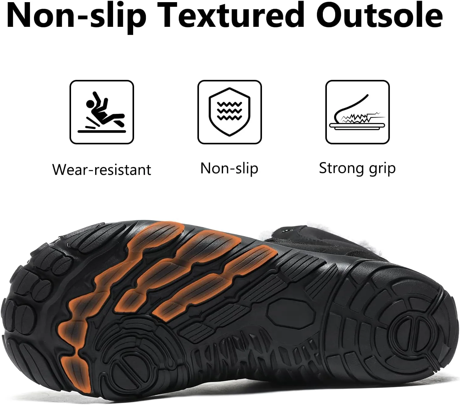 Mens Womens Snow Boots Winter Barefoot Shoes Warm Fur Lined Short Ankle Booties Outdoor Anti-Slip Wide Toe Box Walking Winter Shoes