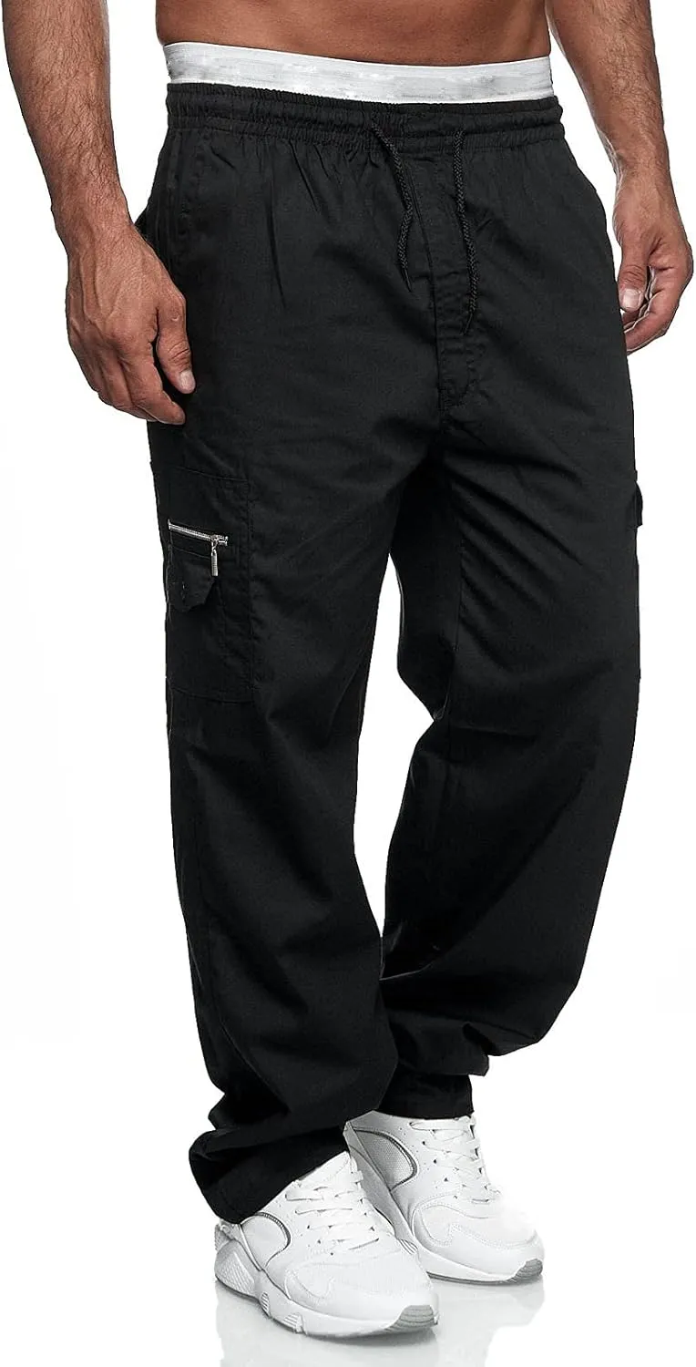 Mens Workout Cargo Sweatpants Tactical Pant Rip-Stop Hiking Pants Men Trouser Drawstring Work Joggers Men's Sweatpant