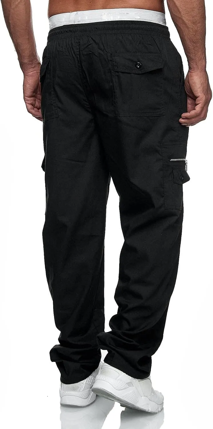 Mens Workout Cargo Sweatpants Tactical Pant Rip-Stop Hiking Pants Men Trouser Drawstring Work Joggers Men's Sweatpant