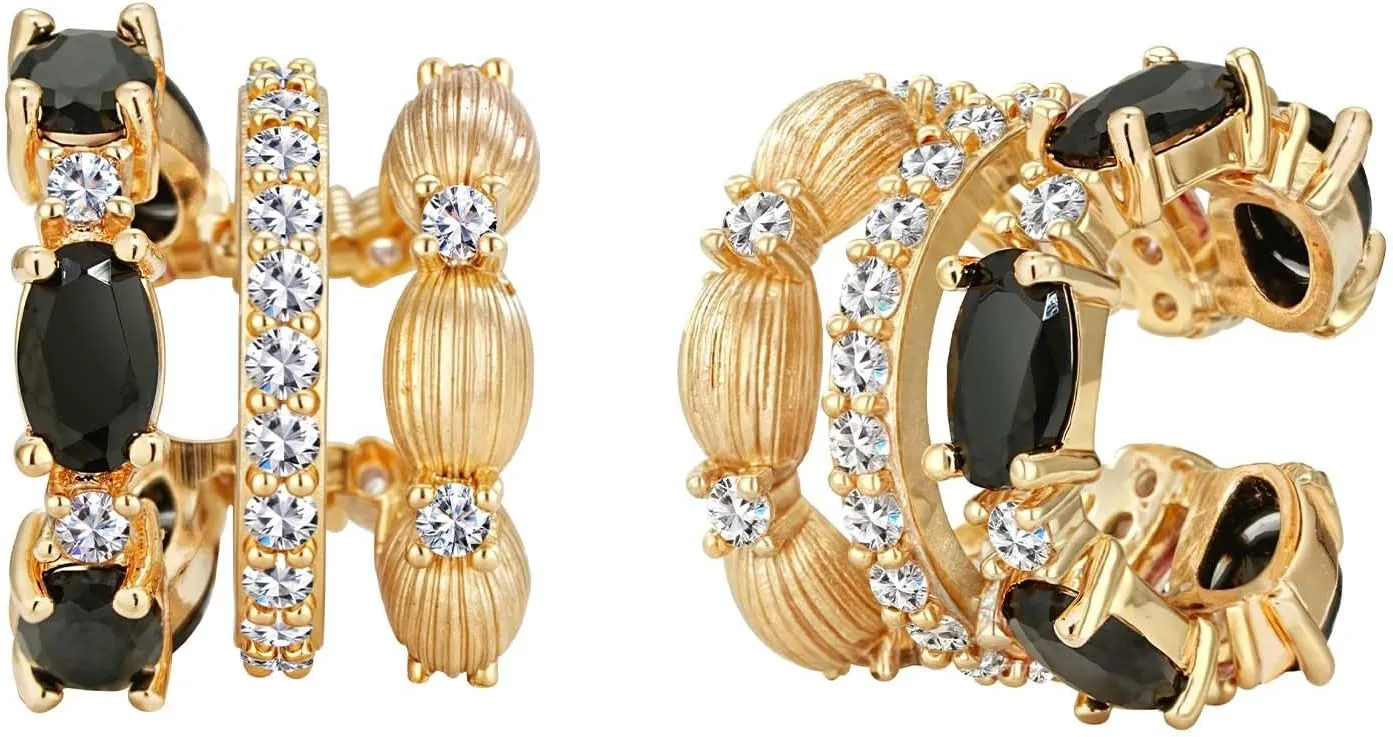 MEVECCO Ear Cuffs Non Piercing For Women 18K Gold Plated CZ Ear Cuff Earring Clip on Cartilage Fake Hoop Earrings Stack Jewelry Gifts