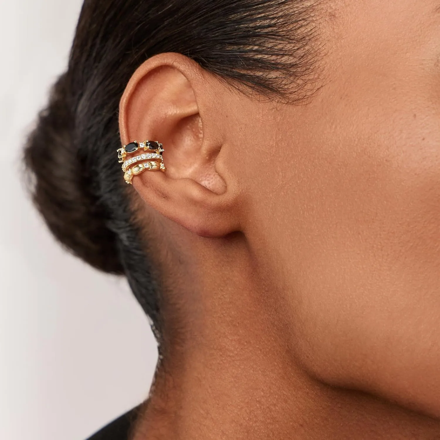 MEVECCO Ear Cuffs Non Piercing For Women 18K Gold Plated CZ Ear Cuff Earring Clip on Cartilage Fake Hoop Earrings Stack Jewelry Gifts
