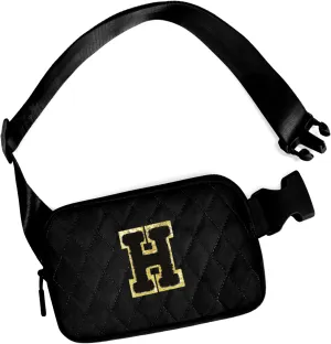Monogrammed Gifts for Girls Women - Fashion Monogrammed Crossbody Waist Packs, Fanny Pack for Kids Teen, Crossbody Bag for Women - Black Bag