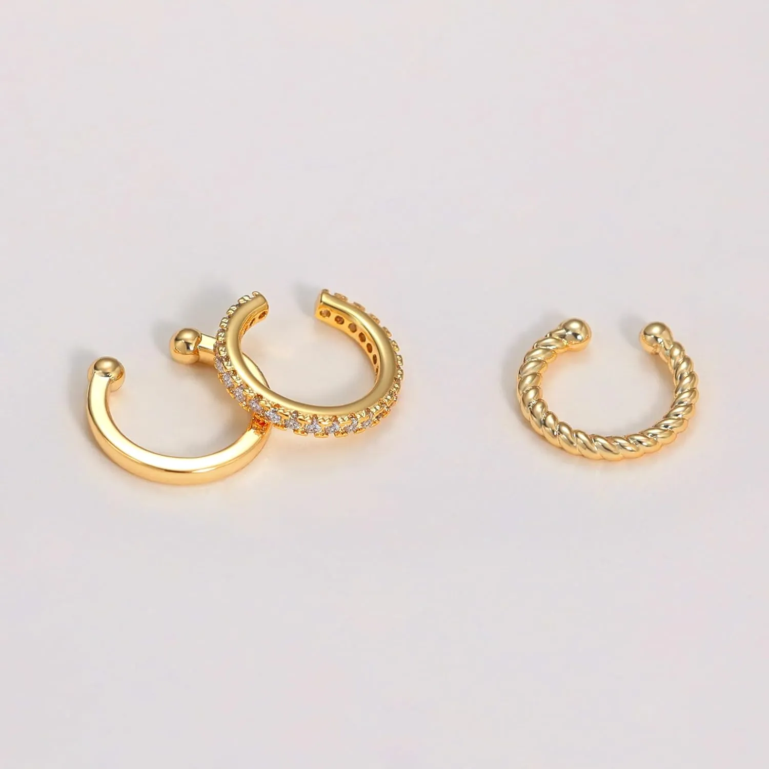 Moodear Thin Chunky Ear Cuffs Non Piercing for Women - Dainty 14K Gold Plated/Sterling Silver Cuff Earrings Trendy Cubic Zirconia Huggie Hoop Cartilage Earring Jewelry Gifts