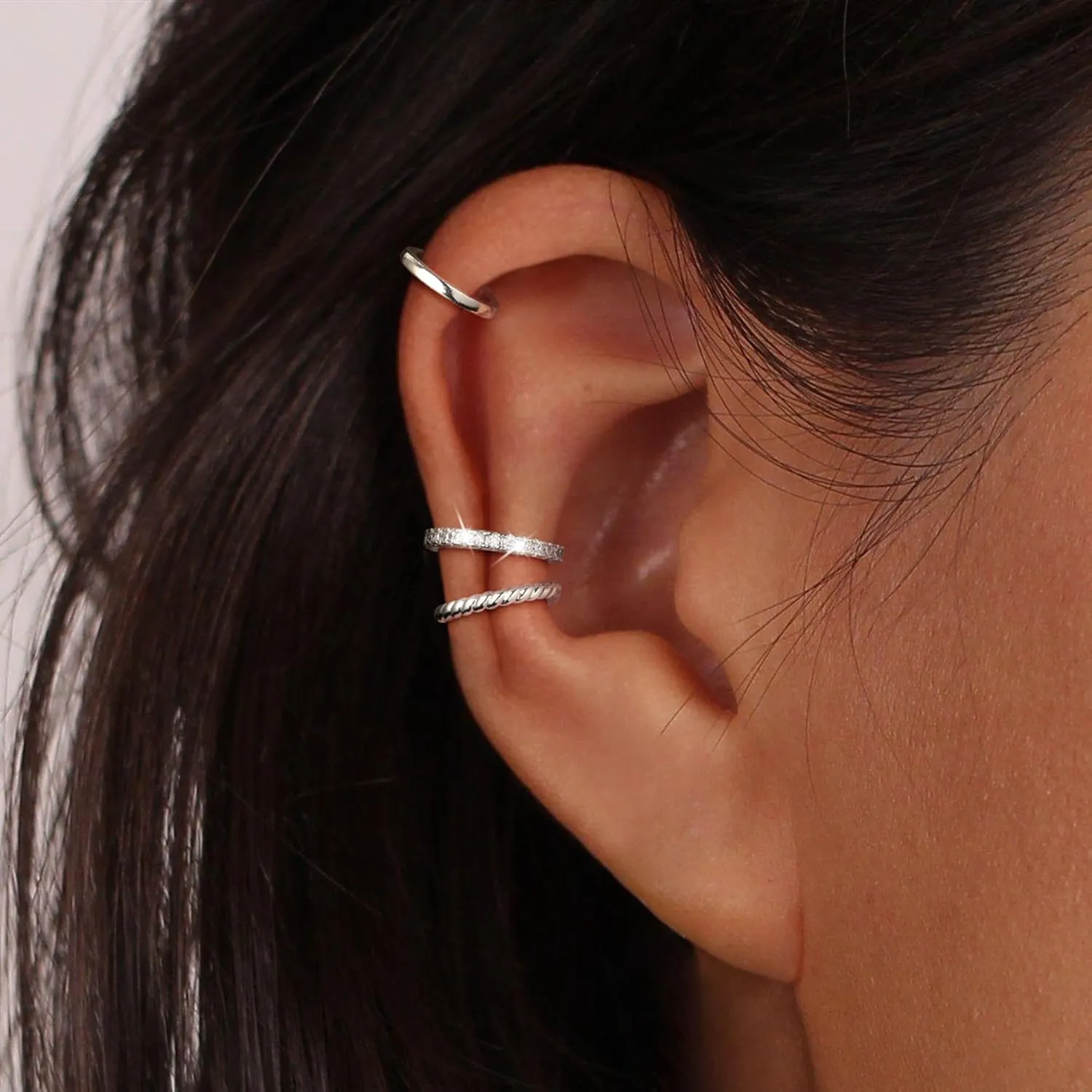 Moodear Thin Chunky Ear Cuffs Non Piercing for Women - Dainty 14K Gold Plated/Sterling Silver Cuff Earrings Trendy Cubic Zirconia Huggie Hoop Cartilage Earring Jewelry Gifts