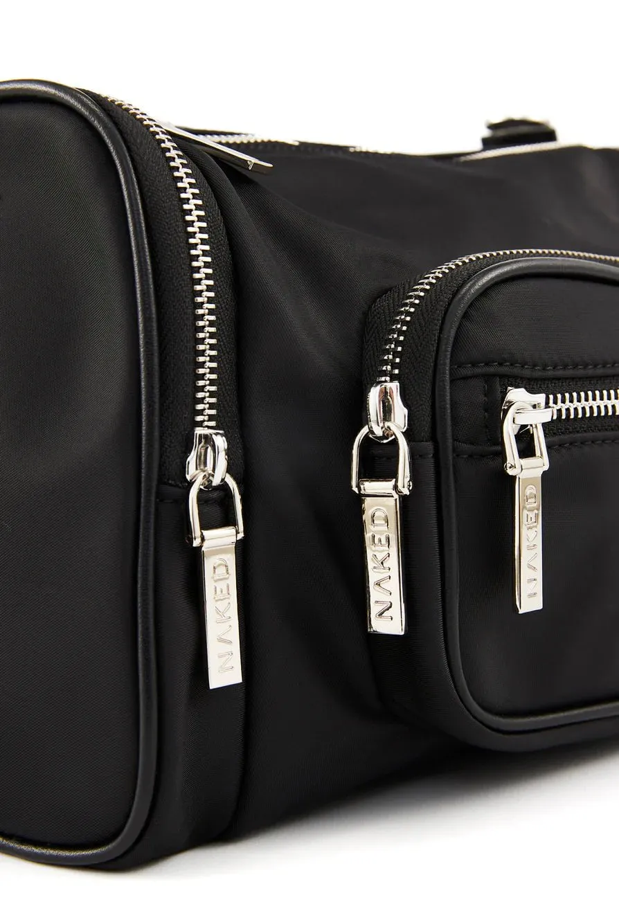 NAKED VICE MAXINE KIA NYLON SIDEBAG - BLACK/STEELE/SILVER