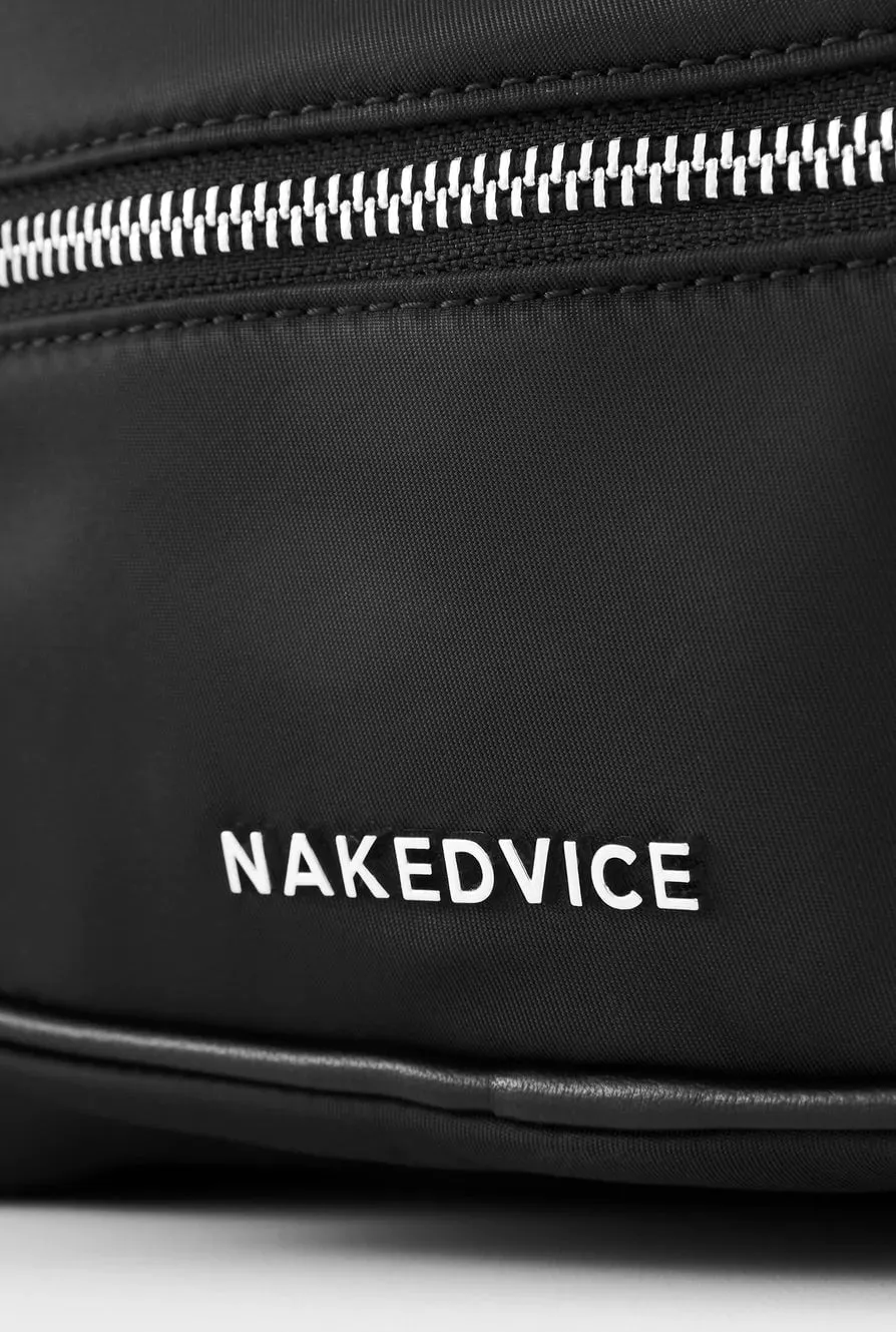 NAKED VICE MAXINE KIA NYLON SIDEBAG - BLACK/STEELE/SILVER