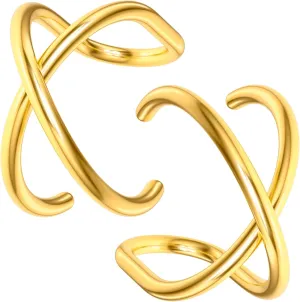 PAGOW Fake Helix Ear Cuff Cartilage Earring, No Piercing Sterling Silver 14K Gold Plated Simple Criss Cross Double Lines