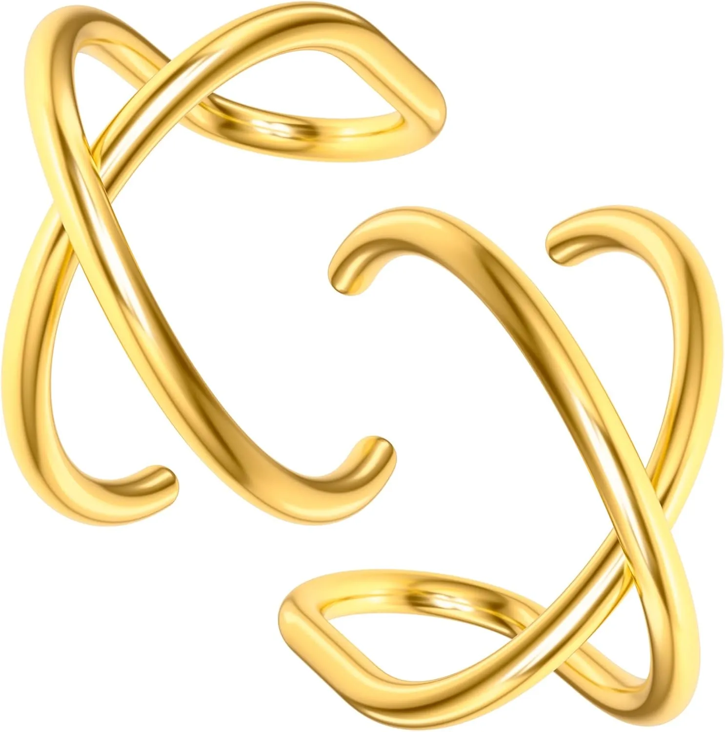 PAGOW Fake Helix Ear Cuff Cartilage Earring, No Piercing Sterling Silver 14K Gold Plated Simple Criss Cross Double Lines