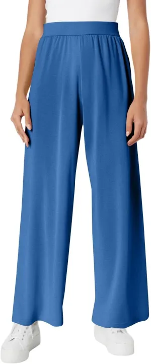 Pants for Women Plus Size Long Wide Leg High Waisted Pants Flowy Pleated Pull On Vacation Trousers with Pockets
